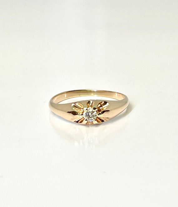 Vintage 1925 Belcher Diamond Ring: 10K Yellow Gol… - image 2