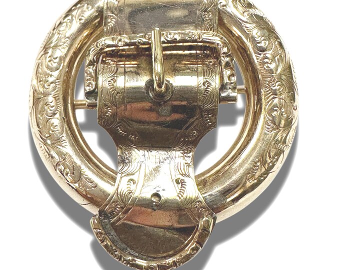 Authentic Antique Yellow Gold Filled Buckle Brooch