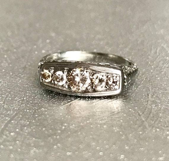 Champagne Colored Diamond Filigree Ring - Edwardi… - image 3