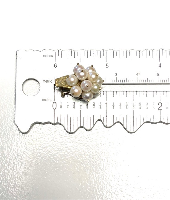 Vintage Yellow Gold Cultured Pearl Clip-On Earrin… - image 7