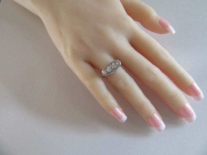 White Gold Diamond Filigree Ring, Edwardian Diamond Filigree Ring, Filigree Ring, Antique Filigree Ring, Antique Diamond Ring, Antique Ring image 6