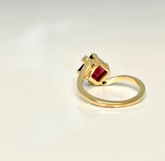 Vintage Garnet and Diamond Ring, Garnet Bypass Ri… - image 5