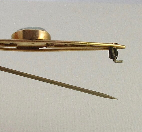 Yellow Gold Pearl Bar Pin; Antique Pearl Pin; Vin… - image 4