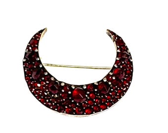 Victorian Bohemian Cut Garnet Brooch