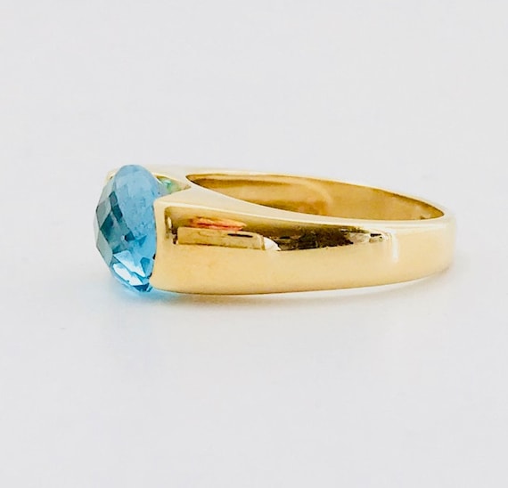 Yellow Gold Blue Topaz Ring, November Birthstone,… - image 2
