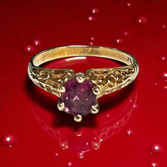 Vintage Ruby Ring, 14k Yellow Gold Filigree, July… - image 9