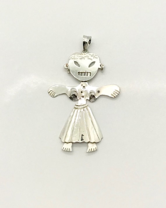 Vintage Sterling Silver Girl Pendant Stamped Mexic