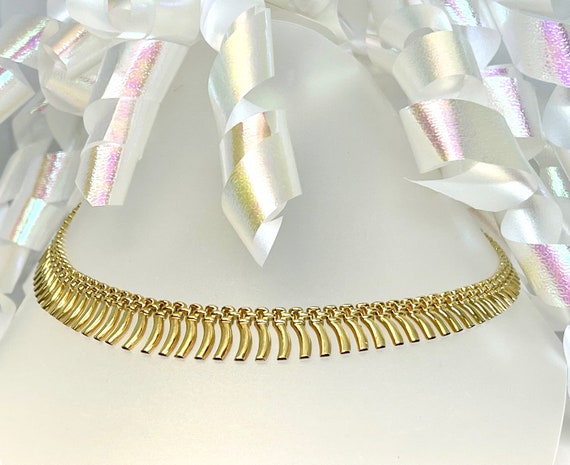 Yellow Gold Retro Fringe Necklace, Choker Necklac… - image 3