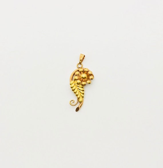Rose Gold Stylized Flower Design Pendant, Yellow … - image 1