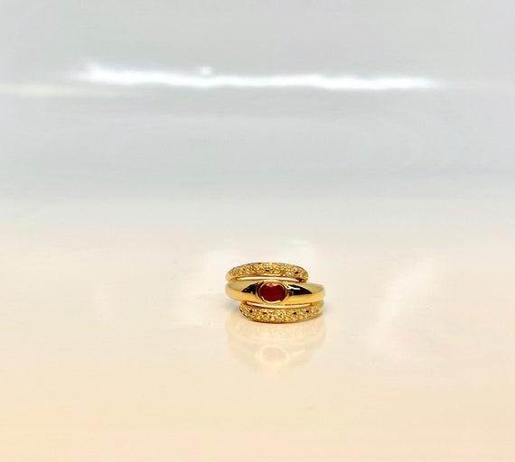 Yellow Gold Ruby and Diamond Ring, Vintage Diamon… - image 3