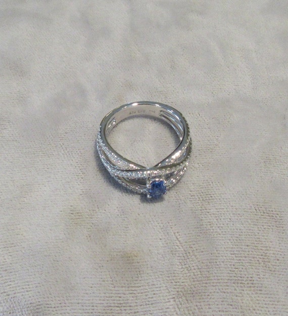 White Gold Blue Sapphire and Diamond Cocktail or … - image 2