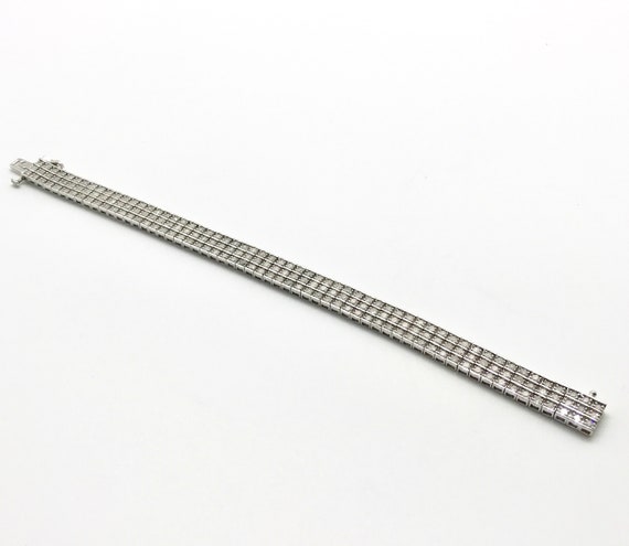 Vintage Diamond Bracelet, Diamond Straight Line B… - image 4