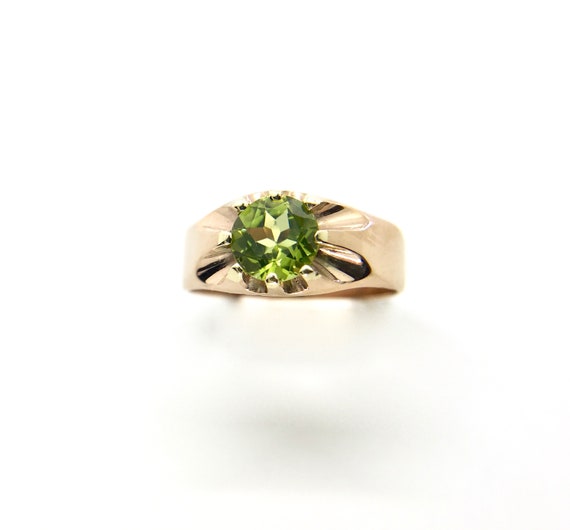 Yellow Gold Peridot Ring, Antique Peridot Ring, Au