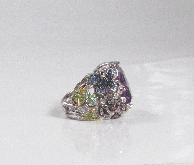 Amethyst Green Garnet Sapphire Diamond and Ruby Ring - Etsy