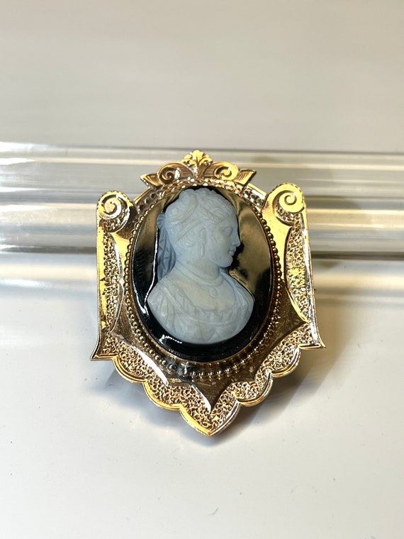 Victorian Cameo Pin and Earring Set, Antique Pin … - image 4
