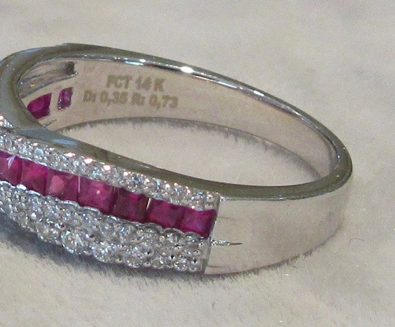 Ruby and Diamond Band Ring Ruby Wedding Ring Ruby and - Etsy