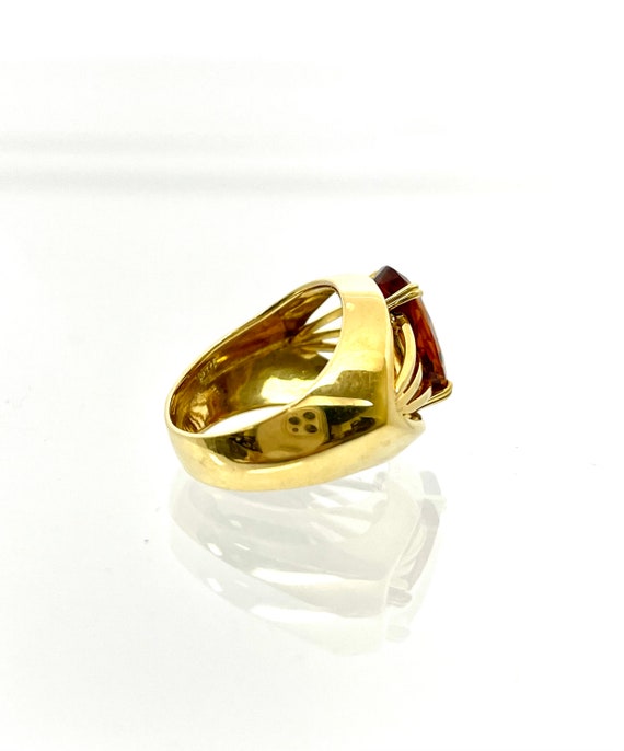 18 Karat Yellow Gold Citrine Ring, Vintage Citrin… - image 4