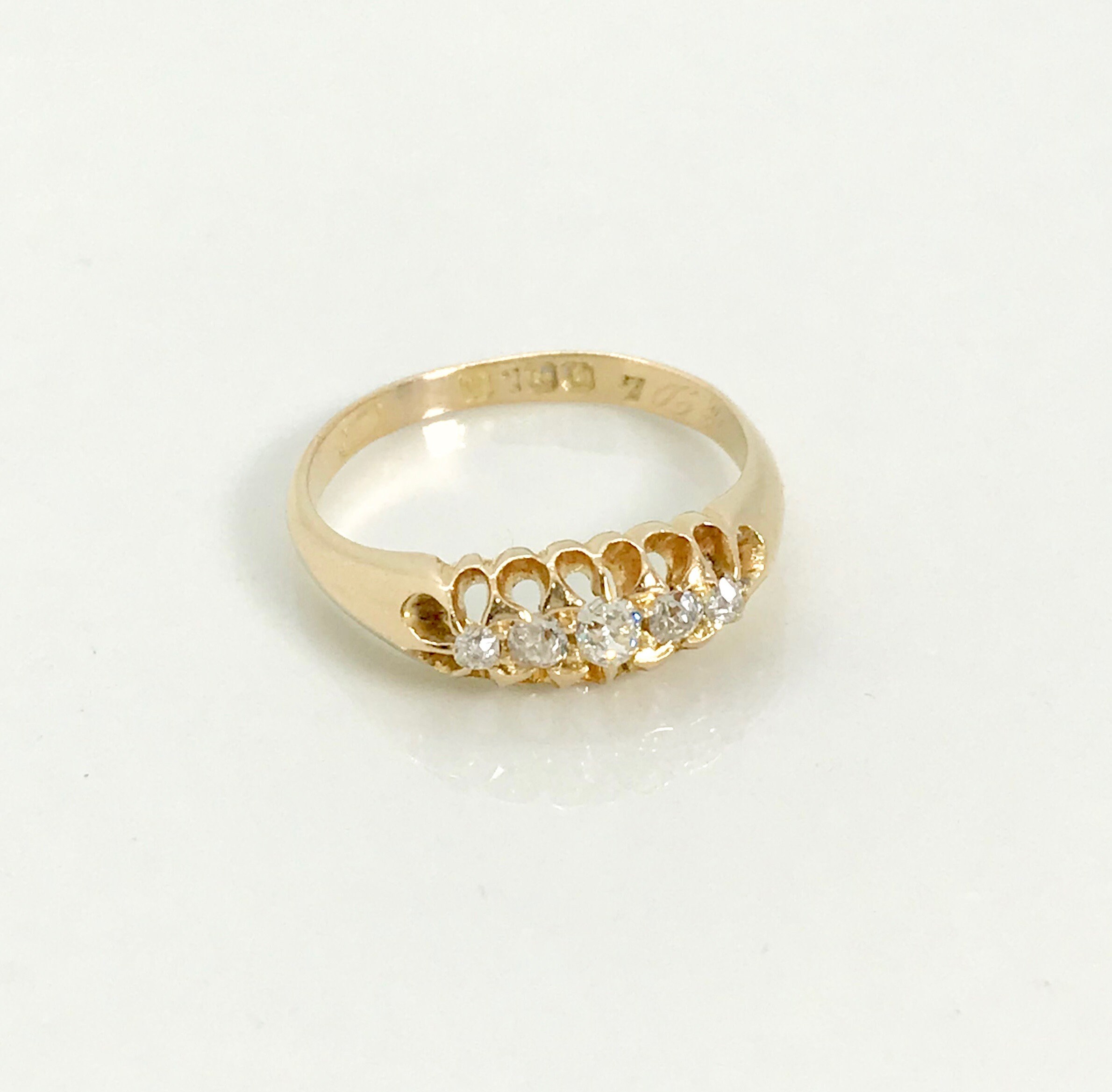 Yellow Gold  English  Diamond Band Ring  Antique English  