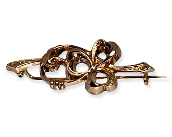 Antique 10k Yellow Gold Three Leaf Clover Brooch (1.50 inch)