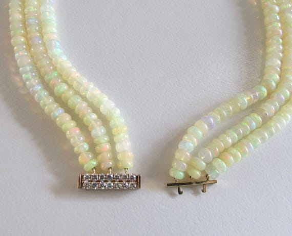 Triple Strand Opal Necklace: Sapphire, Ruby, Emer… - image 3