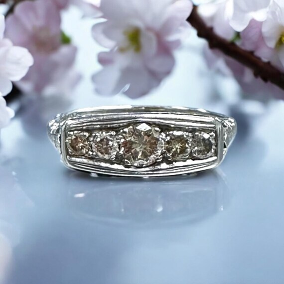 Champagne Colored Diamond Filigree Ring - Edwardi… - image 8
