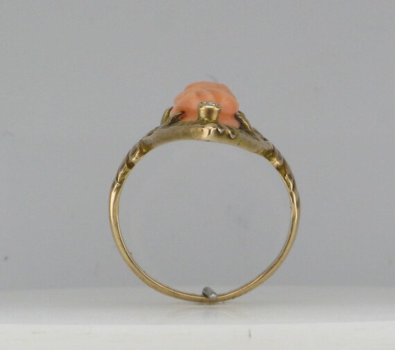 Yellow Gold Coral Cameo Ring; Coral Ring; Art Nou… - image 4