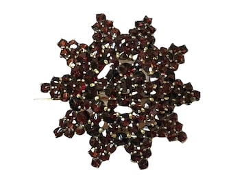 Antique Bohemian Garnet Sunburst Brooch Pendant