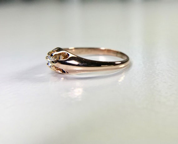 Vintage 1925 Belcher Diamond Ring: 10K Yellow Gol… - image 5