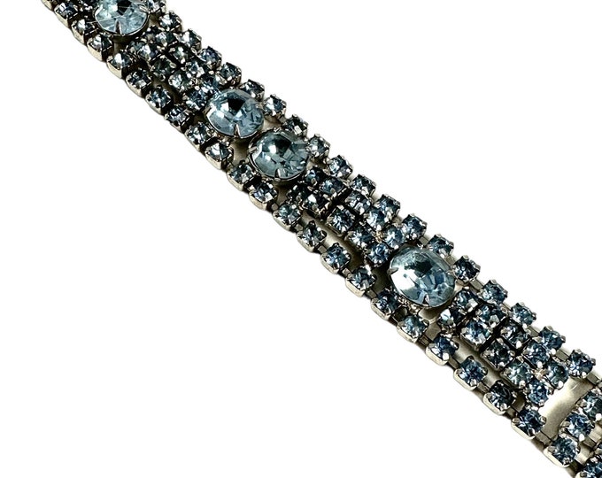 Collectible Vintage Kramer Rhinestone Bracelet - Blue Beauty with Signature