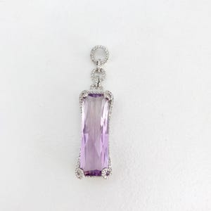 Elegant Vintage Amethyst & Diamond 14K Gold Pendant, February Birthstone Necklace, Fancy Cut Gemstone