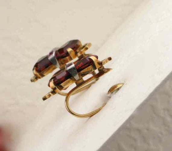Yellow Gold Art Deco Citrine and Ruby Screw Back … - image 2