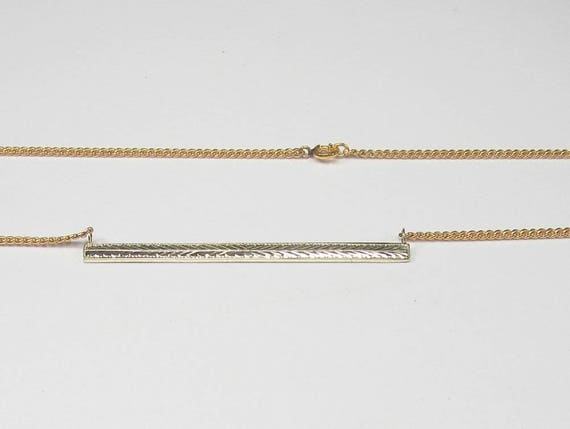 Wheat Pattern Bar Pin Necklace, Bar Necklace, Ant… - image 3