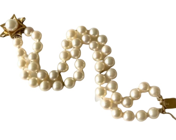Double Strand Cultured Pearl Bracelet, Vintage Pearl Bracelet, June Birthstone