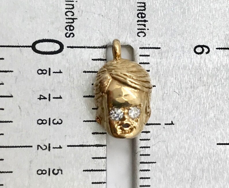 Yellow Gold Little Boy Charm 10 Karat Yellow Gold Little Boy Charm with Diamond Eyes Vintage Baby Charm Vintage Jewelry Vintage Charm