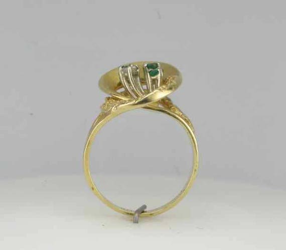 Yellow Gold Emerald and Diamond Ring, Vintage Eme… - image 3