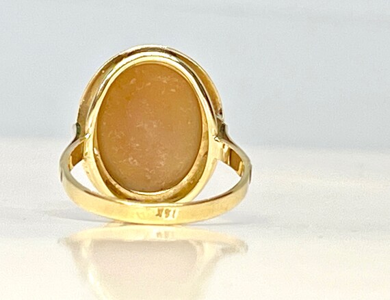 Yellow Gold Cameo Ring, Cameo of Flower, Flower C… - image 4