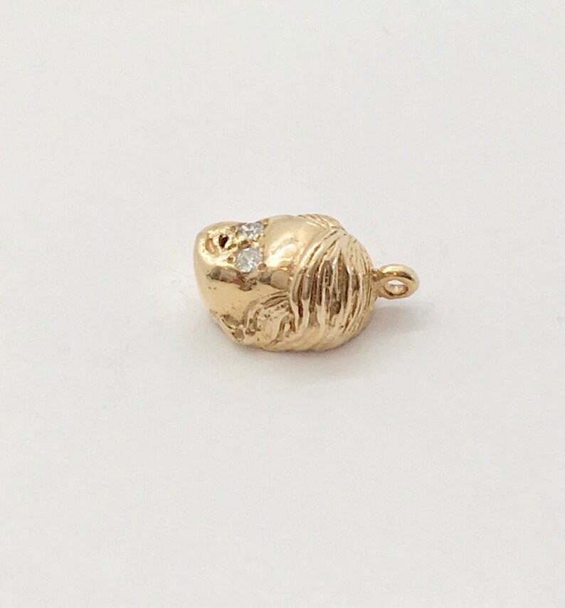 Yellow Gold Little Boy Charm 10 Karat Yellow Gold Little Boy Charm with Diamond Eyes Vintage Baby Charm Vintage Jewelry Vintage Charm