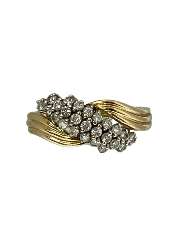 Yellow Gold Diamond Cluster Ring, Vintage Diamond 