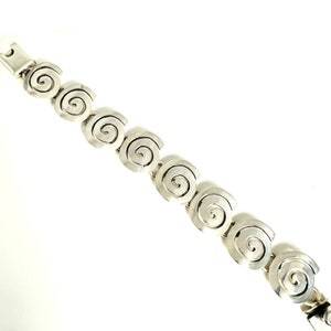 Sterling Silver Swirl Link Bracelet - Mexico 925 - 7.5&quot;