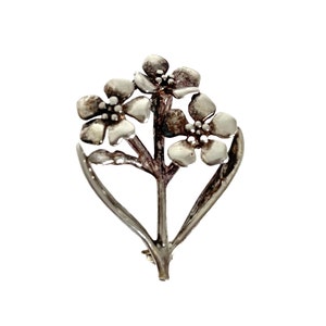 Vintage Sterling Silver Floral Bouquet Brooch - Italy 925