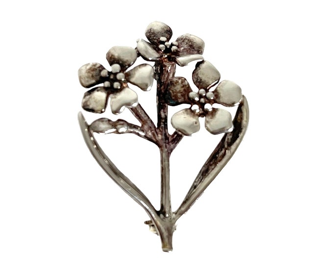 Sterling Silver Floral Bouquet Brooch, Vintage Flower Pin, Sterling Floral Bouquet Pin, Sterling Flowers