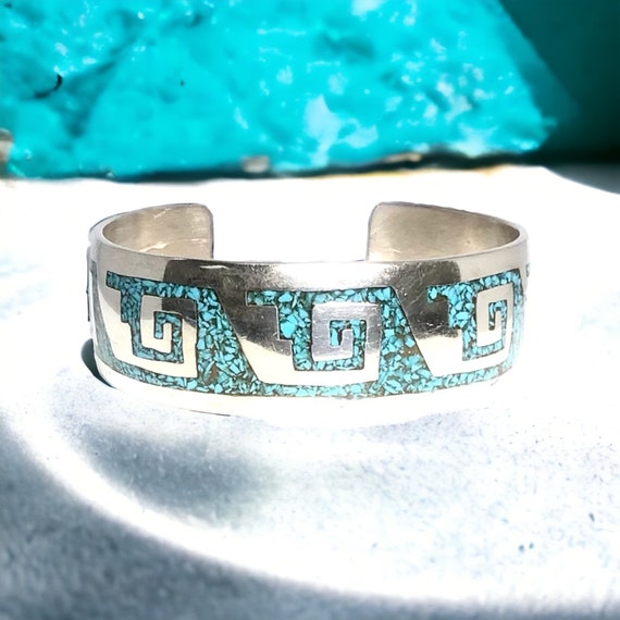 Authentic Native American Silver Chip Turquoise C… - image 8