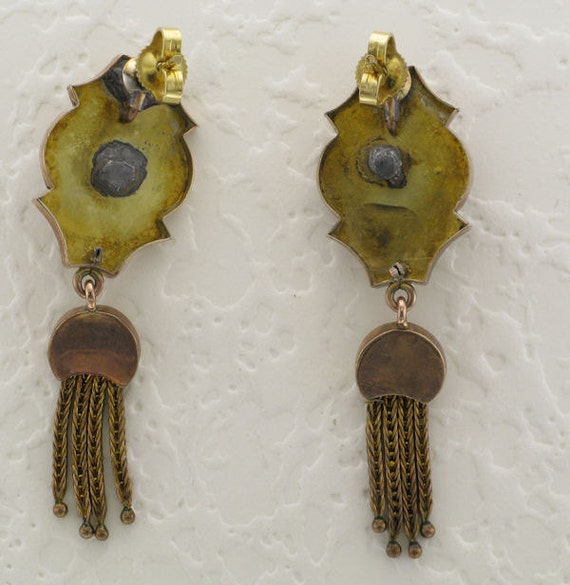 Yellow Gold Victorian Pin and Earring Set with Bl… - image 3