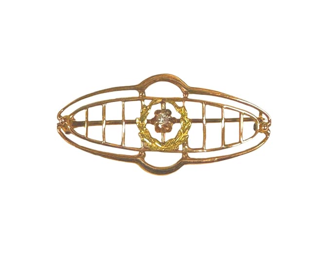 Ladies 10 Karat Yellow Gold Edwardian Diamond Pin