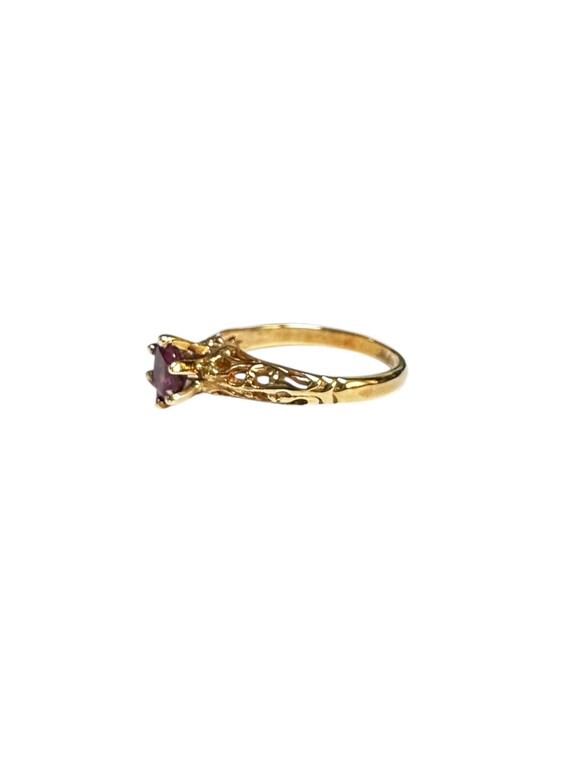 Vintage Ruby Ring, 14k Yellow Gold Filigree, July… - image 5