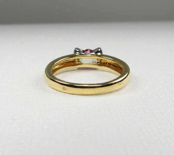 18K Gold Estate Ruby and Diamond Ring - Size 7.25 - image 4