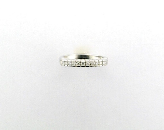 Platinum Diamond Wedding Band: Vintage Anniversary Ring, Stacking Ring