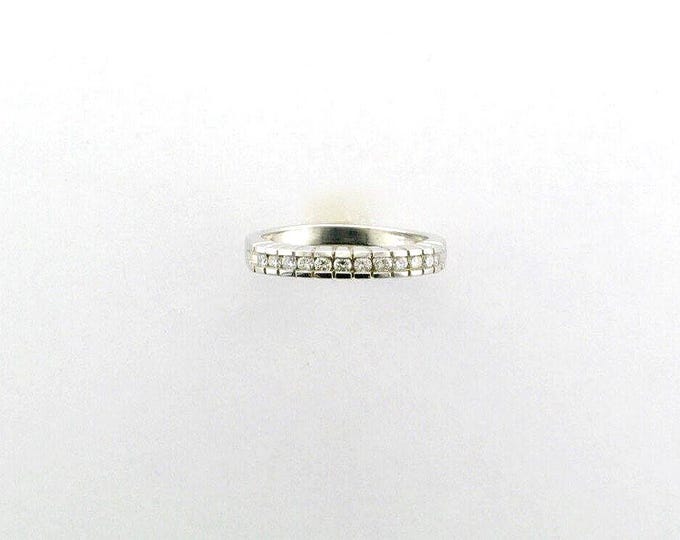 Platinum Diamond Wedding Band: Vintage Anniversary Ring, Stacking Ring