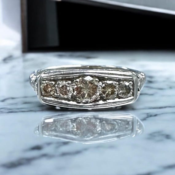 Champagne Colored Diamond Filigree Ring - Edwardi… - image 10