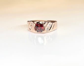 Vintage Garnet and Diamond Ring - January Birthstone Gold Jewelry